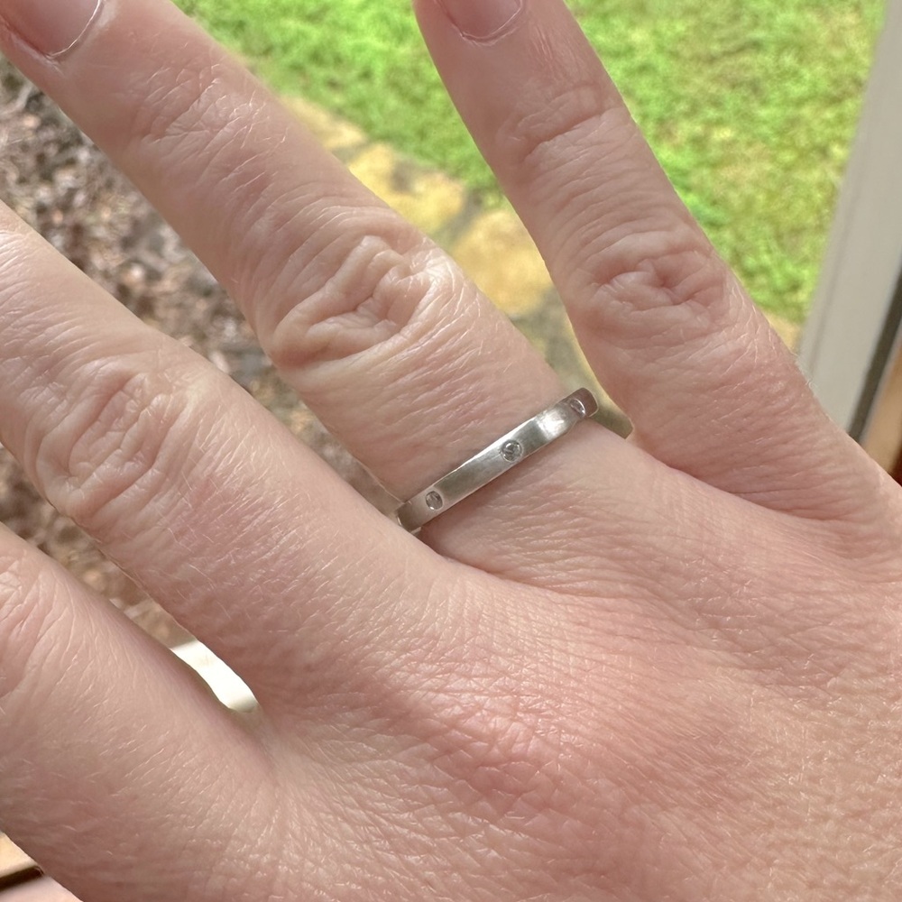 Silvertone & CZ Dainty Contemporary Stack Ring by Park Lane Jewelry - Picture 5 of 6